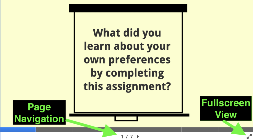 screenshot of course presentation tool